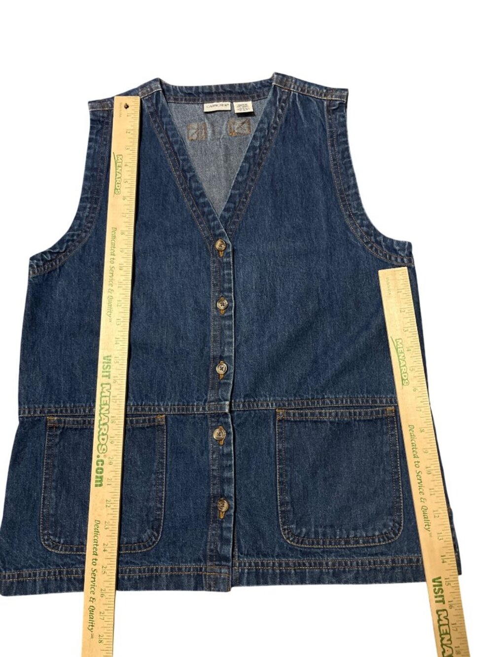 Cabin Creek Denim Vest Womens M Blue Button Front 100% Cotton Pockets Casual - Picture 10 of 10